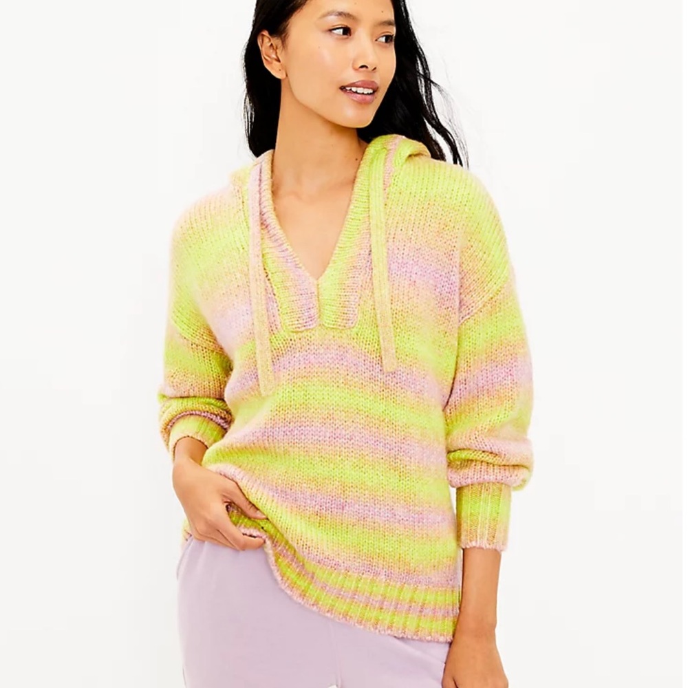 Lou & Grey Ombre Hoodie Tunic Lightweight Summer Sweater Size Small NWT